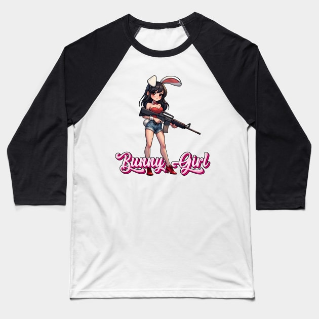 Tactical Bunny Girl Baseball T-Shirt by Rawlifegraphic